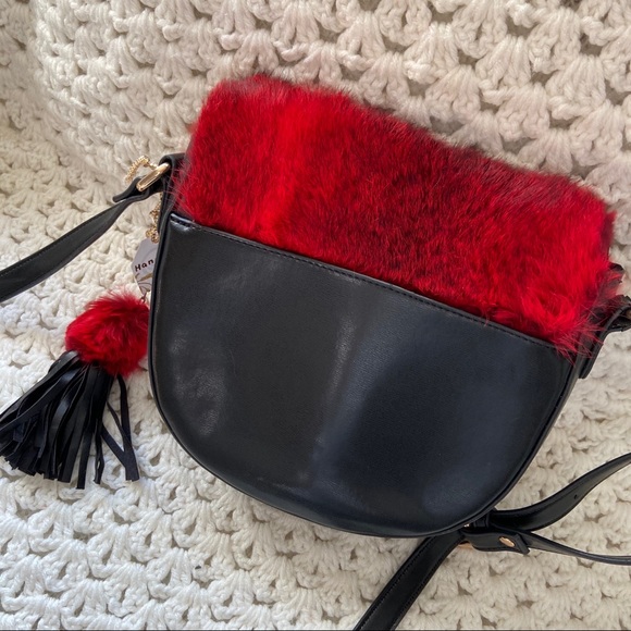Handmade Real Rabbit Red Fur Handbag - Picture 3 of 8